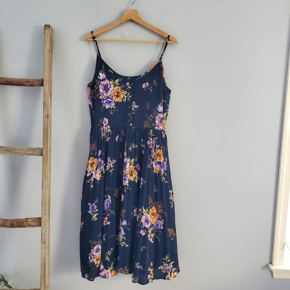 Target Spaghetti Strap Lightweight Floral Pleated Maxi Dress Size M